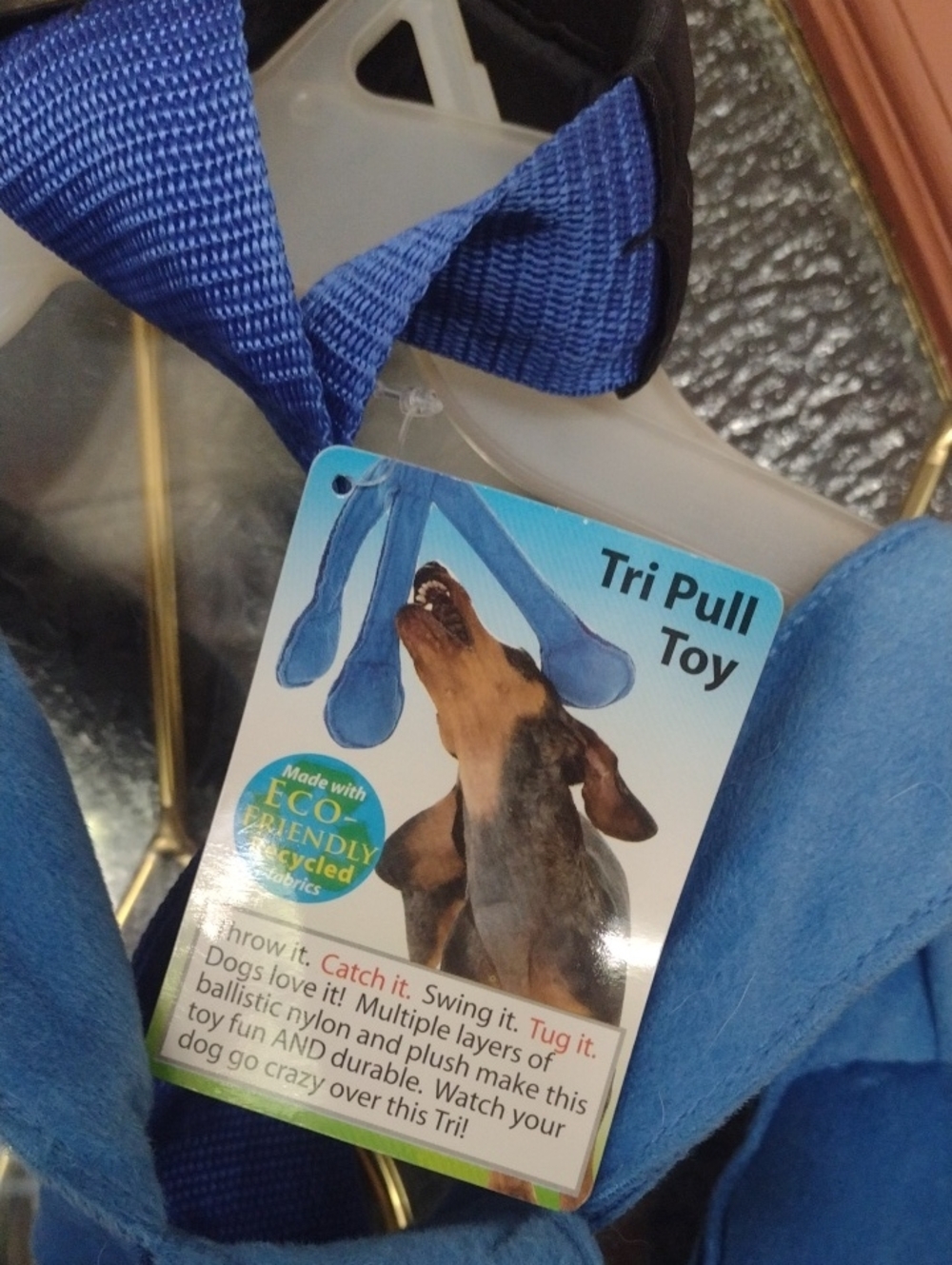 Tri Pull Dog Toy — Durable Blue Tug & Fetch Toy - Large
